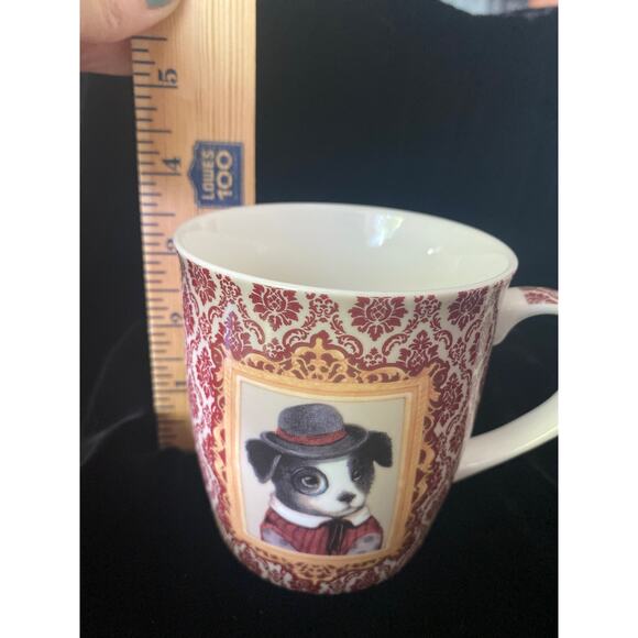 Retro Kitsch Puppy Top Hat Ascot Monocle Porcelain Tea Cup Strainer Lid‎ by Efya - Picture 7 of 12